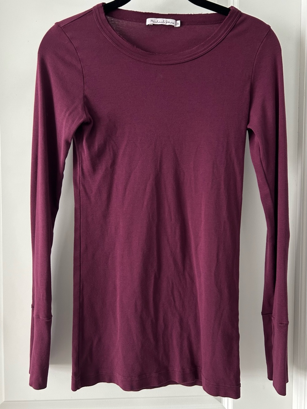 Michael Stars Long Sleeve Scoop Neck Tee in Burgundy Plum